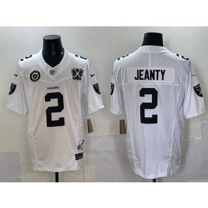 Nike Raiders 2 Ashton Jeanty White F.U.S.E. Vapor Limited Men Jersey with 65th Patch