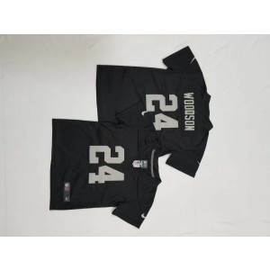 Nike Raiders 24 Charles Woodson Black Toddler Jersey