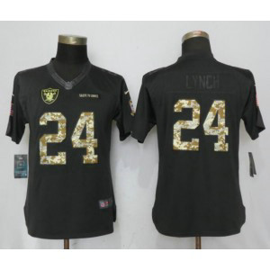 Nike Raiders 24 Marshawn Lynch Anthracite Salute to Service Limited Women Jersey