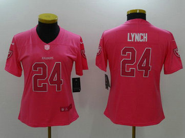 Nike Raiders 24 Marshawn Lynch Pink Fashion Women Limited Jersey