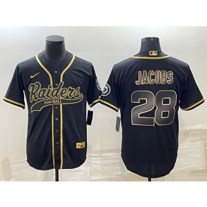 Nike Raiders 28 Josh Jacobs Black Gold Vapor Baseball Limited Men Jersey