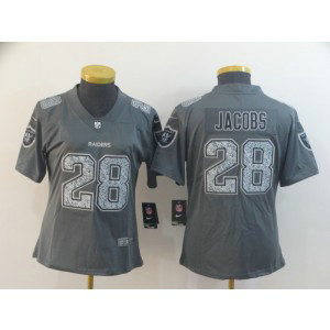 Nike Raiders 28 Josh Jacobs Gray Camo Vapor Untouchable Limited Women Jersey