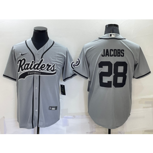 Nike Raiders 28 Josh Jacobs Grey Vapor Baseball Limited Men Jersey
