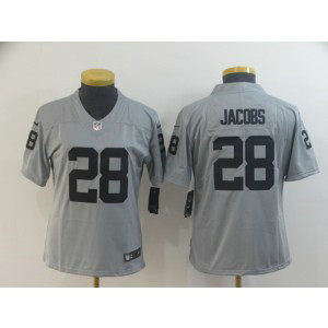 Nike Raiders 28 Josh Jacobs Silver Inverted Legend Limited Women Jersey Nike Raiders 28 Josh Jacobs Silver Inverted Legend Limited Women Jersey