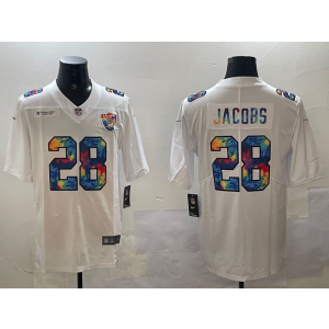 Nike Raiders 28 Josh Jacobs White Rainbowl Vapor Limited Men Jersey