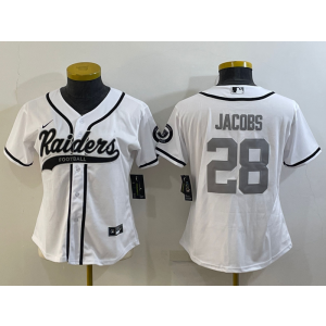 Nike Raiders 28 Josh Jacobs White Vapor Baseball Limited Women Jersey Nike Raiders 28 Josh Jacobs White Vapor Baseball Limited Women Jersey