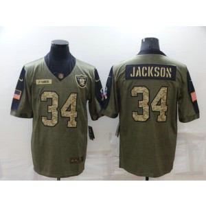 Nike Raiders 34 Bo Jackson 2021 Olive Camo Salute To Service Limited Men Jersey