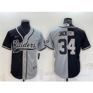Nike Raiders 34 Bo Jackson Black Grey Split Vapor Baseball Limited Men Jersey
