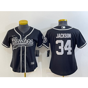 Nike Raiders 34 Bo Jackson Black Vapor Baseball Limited Women Jersey Nike Raiders 34 Bo Jackson Black Vapor Baseball Limited Women Jersey