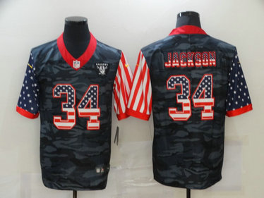 Nike Raiders 34 Bo Jackson Camo 2020 USA Flag Limited Jersey