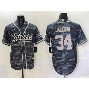 Nike Raiders 34 Bo Jackson Camo Baseball Vapor Limited Men Jersey