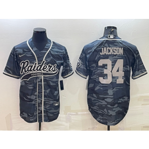 Nike Raiders 34 Bo Jackson Camo Vapor Baseball Limited Men Jersey