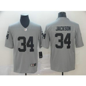 Nike Raiders 34 Bo Jackson Grey Inverted Legend Men Jersey