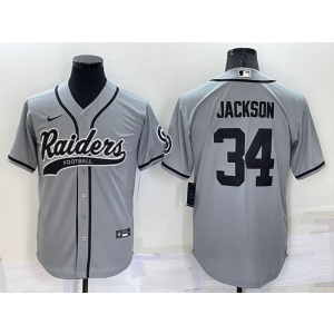 Nike Raiders 34 Bo Jackson Grey Vapor Baseball Limited Men Jersey