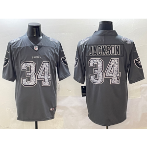 Nike Raiders 34 Bo Jackson Grey Vapor Limited Men Jersey