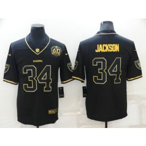 Nike Raiders 34 Jackson Black Gold 60th Anniversary Vapor Limited Men Jersey
