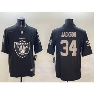 Nike Raiders 34 Jackson Black Team Logo Vapor Limited Men Jersey