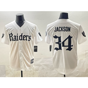 Nike Raiders 34 Jackson New White Baseball Vapor Limited Men Jersey