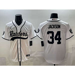 Nike Raiders 34 Jackson White Baseball Vapor Limited Men Jersey
