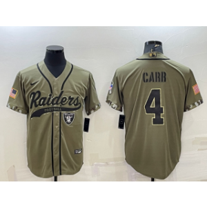 Nike Raiders 4 Derek Carr 2022 Olive Salute to Service Baseball Limited Men Jersey