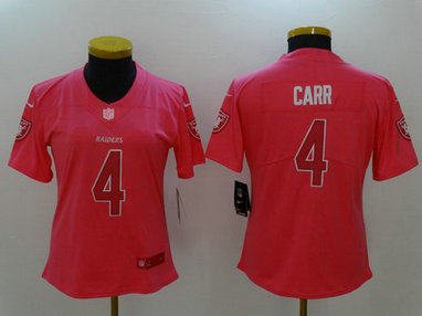 Nike Raiders 4 Derek Carr Pink Fashion Women Limited Jersey