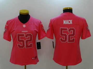 Nike Raiders 52 Khalil Mack Pink Fashion Women Limited Jersey