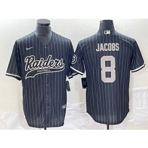 Nike Raiders 8 Josh Jacobs Black Stripe Baseball Vapor Limited Men Jersey