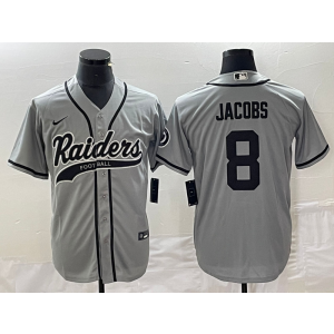 Nike Raiders 8 Josh Jacobs Grey Baseball Vapor Limited Men Jersey