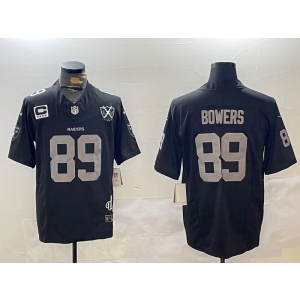 Nike Raiders 89 Brock Bowers Black F.U.S.E. Vapor Limited Men Jersey with 65 Patch & C Patch