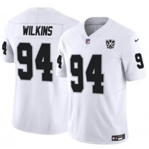 Nike Raiders 94 Christian Wilkins White 65th Anniversary Patch F.U.S.E. Vapor Limited Men Jersey