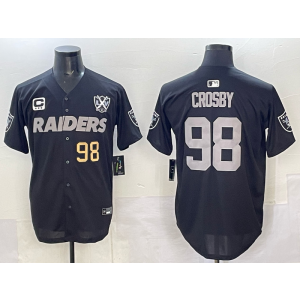 Nike Raiders 98 Crosby Black Gold Baseball Vapor Limited Men Jersey with Patch