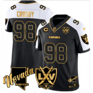 Nike Raiders 98 Crosby Black Gold F.U.S.E. Vapor Limited Men Jersey with patch