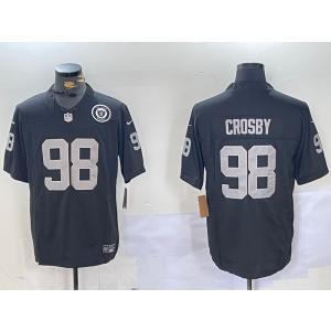 Nike Raiders 98 MAXX CROSBY Black 65th Anniversary Patch F.U.S.E. Vapor Limited Men Jersey