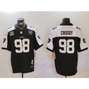 Nike Raiders 98 Maxx Crosby Black 65th Anniversary & C Patch F.U.S.E. Vapor Limited Men Jersey