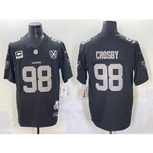 Nike Raiders 98 Maxx Crosby Black F.U.S.E. Vapor Limited Men Jersey with C patch & 65 Patch