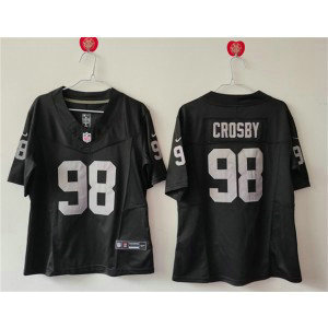 Nike Raiders 98 Maxx Crosby Black F.U.S.E. Vapor Limited Women Jersey(Run Small)