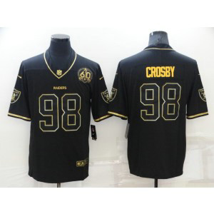Nike Raiders 98 Maxx Crosby Black Gold 60th Anniversary Vapor Limited Men Jersey