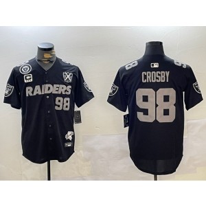 Nike Raiders 98 Maxx Crosby Black Vapor Baseball Limited Men Jersey with 65 Patch