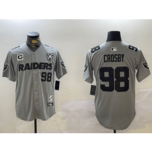 Nike Raiders 98 Maxx Crosby Grey Vapor Baseball Limited Men Jersey