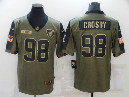 Nike Raiders 98 Maxx Crosby Olive 2021 Salute To Service Limited Jersey