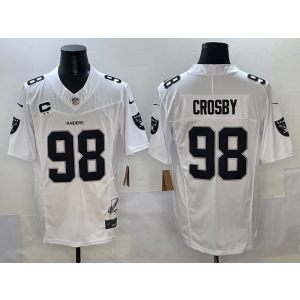 Nike Raiders 98 Maxx Crosby White F.U.S.E. Vapor Limited Men Jersey with 65th Patch