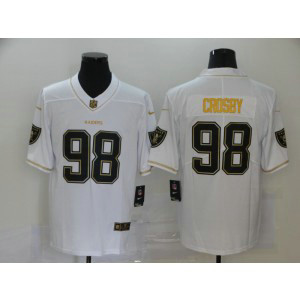 Nike Raiders 98 Maxx Crosby White Gold Vapor Limited Men Jersey