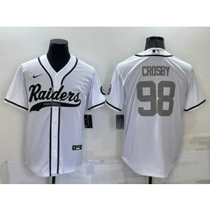 Nike Raiders 98 Maxx Crosby White Gray Vapor Baseball Limited Men Jersey