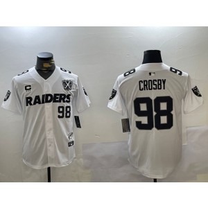 Nike Raiders 98 Maxx Crosby White Vapor Baseball Limited Men Jersey with 65 Patch