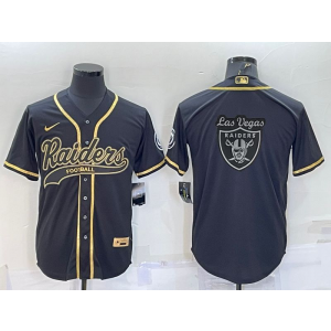 Nike Raiders Blank Black Gold Vapor Baseball Logo Limited Men Jersey