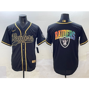 Nike Raiders Blank Black Gold Vapor Baseball Logo Limited Men Jersey