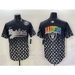 Nike Raiders Blank Black Rainbowl Baseball Vapor Limited Men Jersey 1