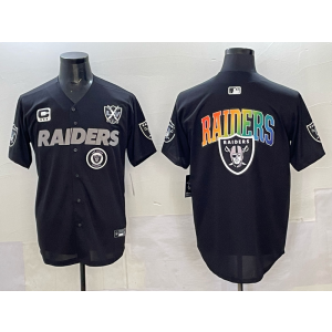Nike Raiders Blank Black Rainbowl Baseball Vapor Limited Men Jersey with Patch