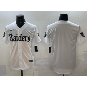 Nike Raiders Blank New White Baseball Vapor Limited Men Jersey