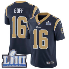 Nike Rams #16 Jared Goff Navy 2019 Super Bowl LIII Vapor Untouchable Limited Jersey